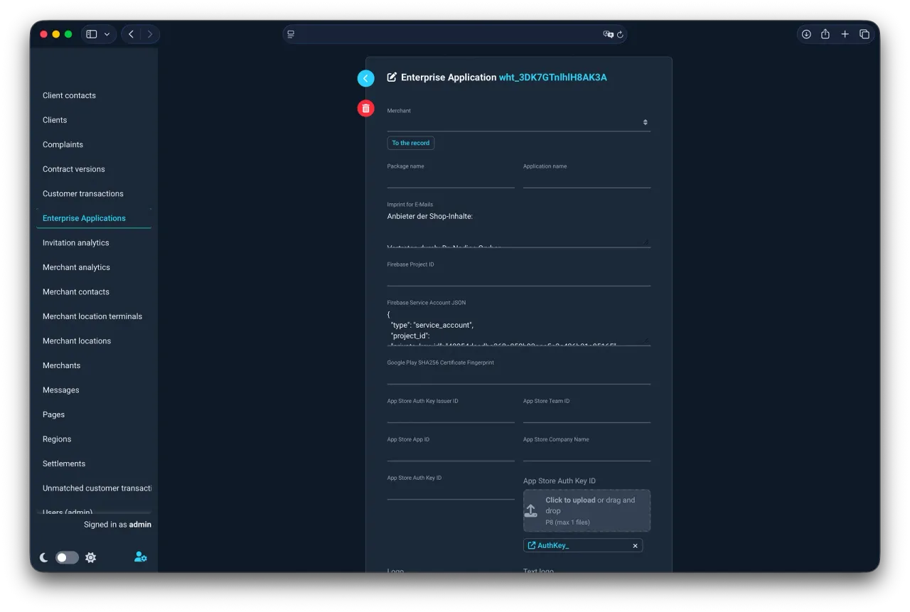 Single white-label application setup